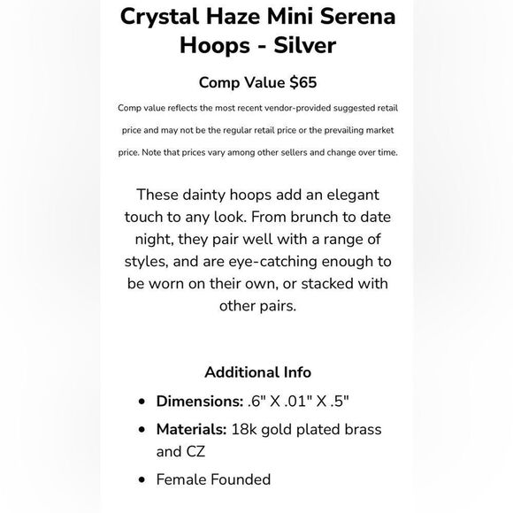 NEW … CRYSTAL HAZE Mini “Serena” Silver Hoops - Picture 6 of 6